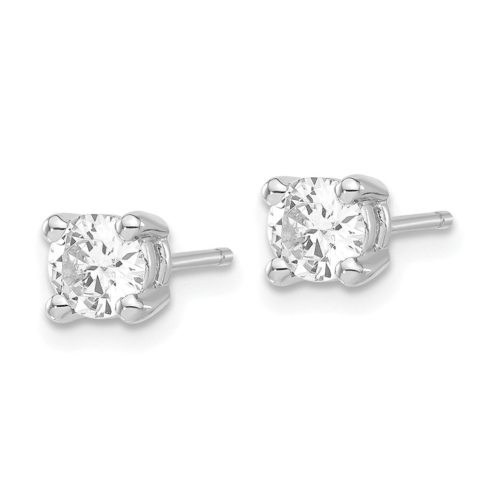 Sterling Silver Rhodium-plated Diamonore 5mm Stud Earrings
