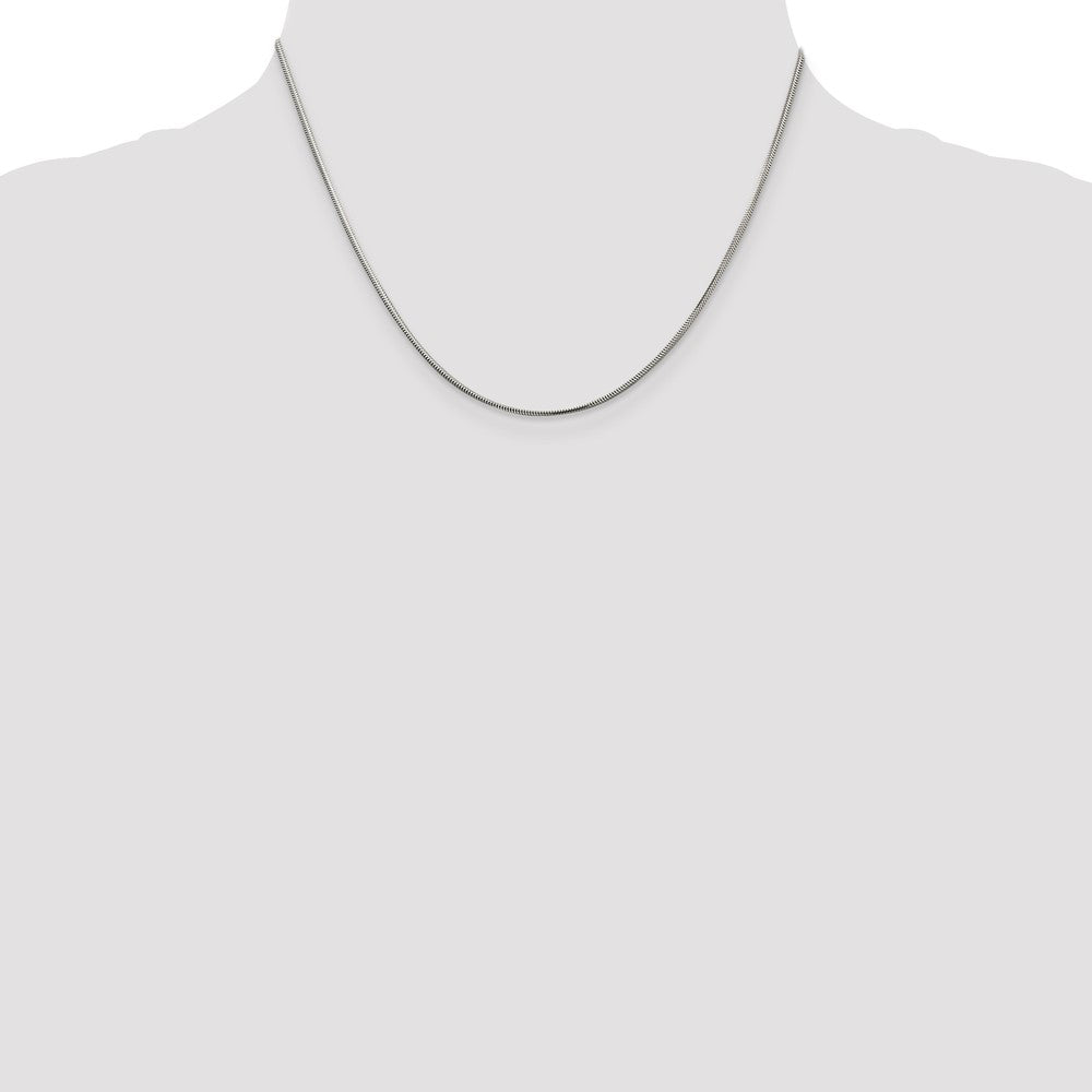 Sterling Silver 1.5mm Diamond-cut Flat Snake Chain 18 Inches