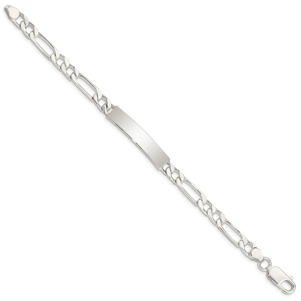 Sterling Silver 7inch Polished Engraveable Figaro Link ID Bracelet 7 inches