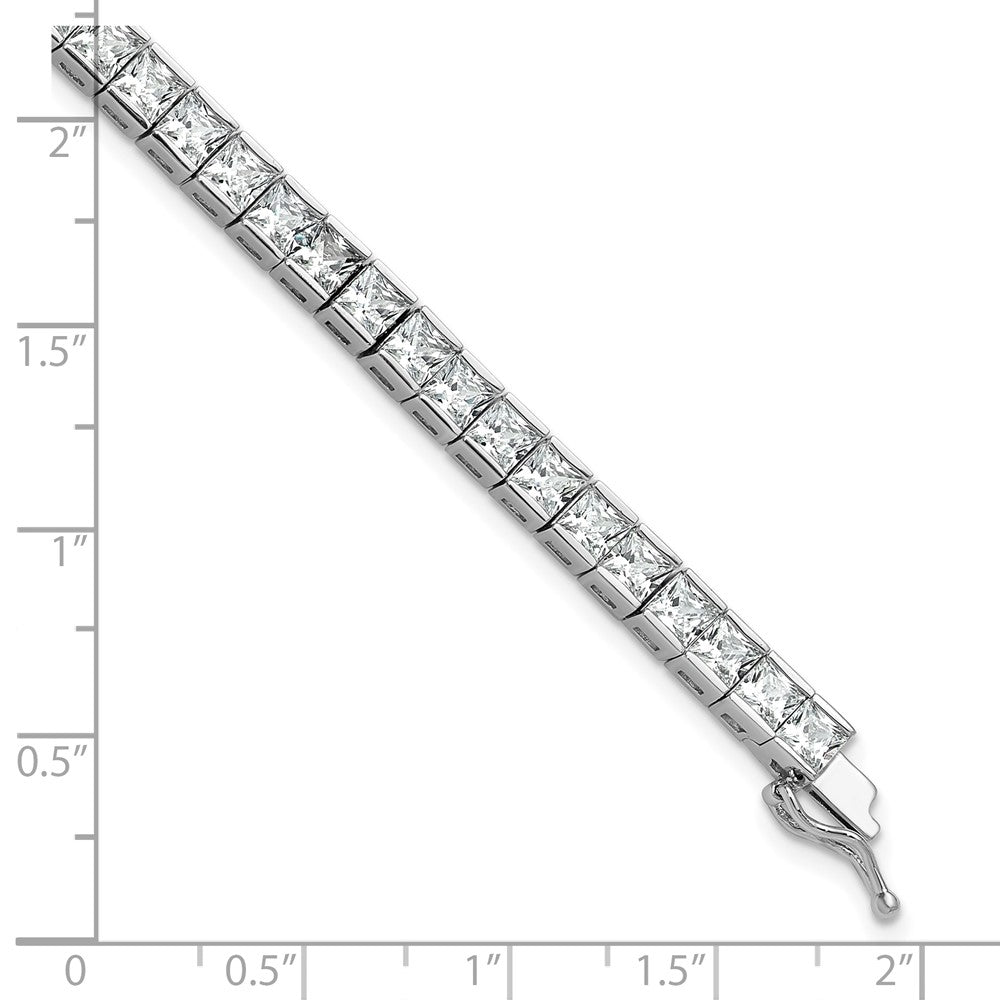 Sterling Shimmer Sterling Silver Rhodium-plated Square 3.5mm x 3.5mm CZ 46 Stone 7 inch Bracelet 7 inches
