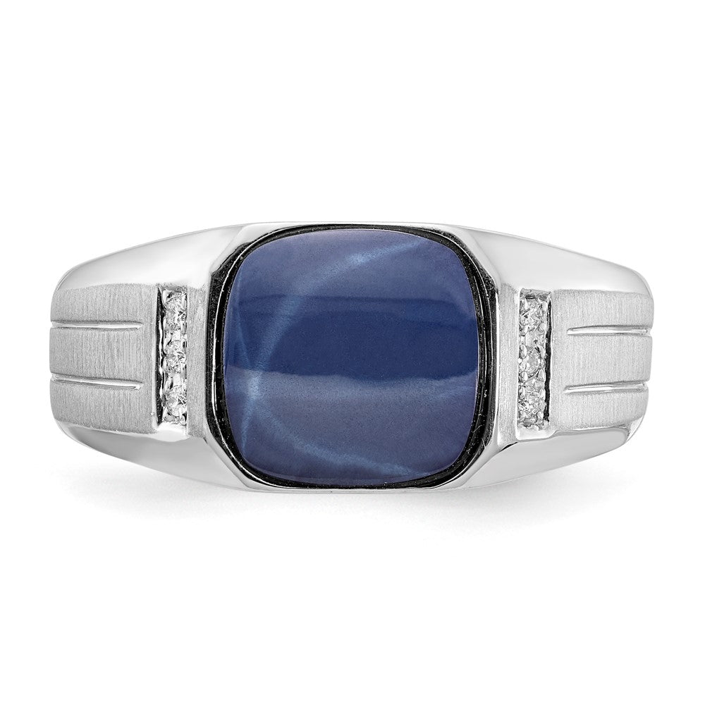 Sterling Silver ANT Created Blue Star & Diamond Ring