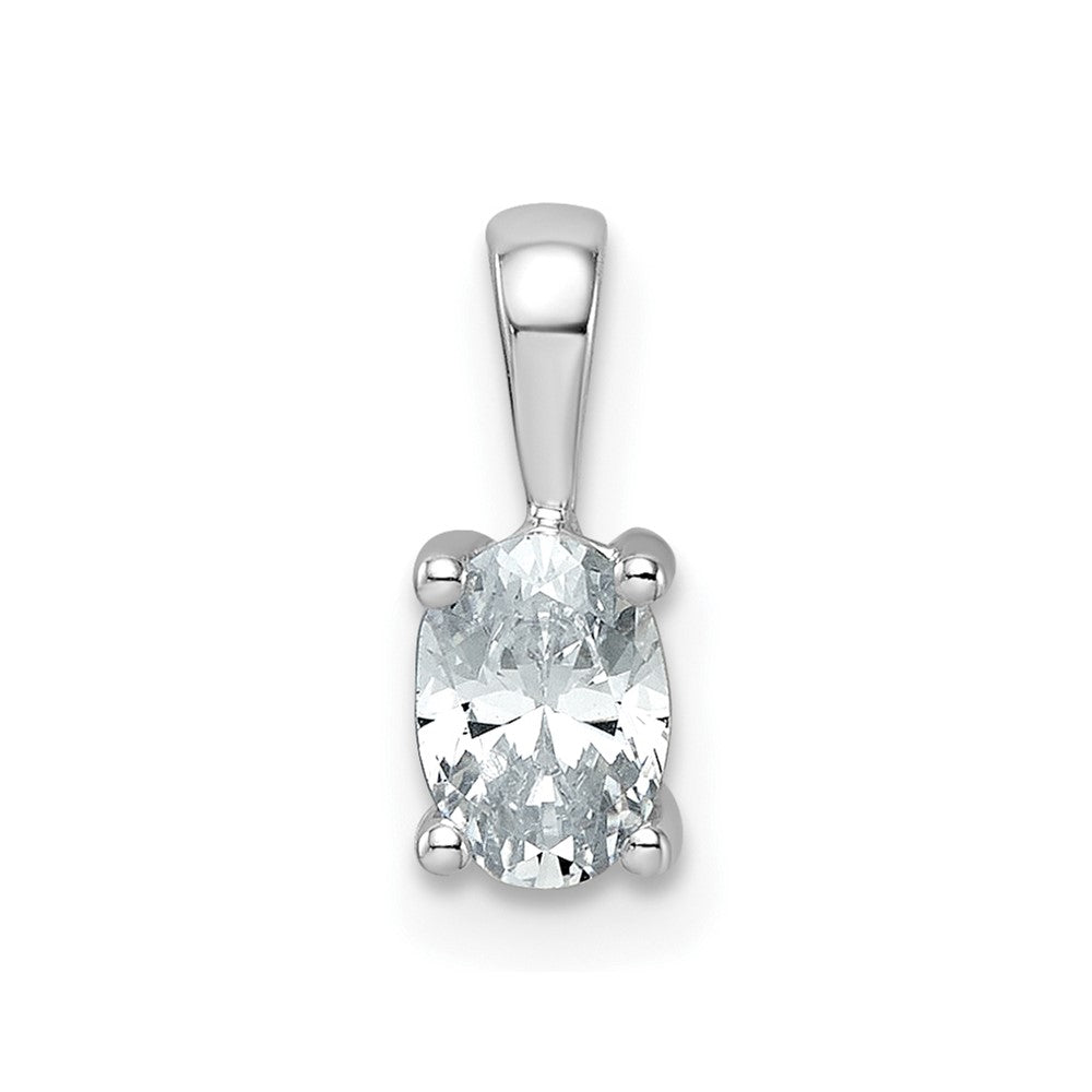 14k White Gold 1/2 carat Lab Grown Diamond VS/SI+ G+ Oval Complete Four Prong Pendant