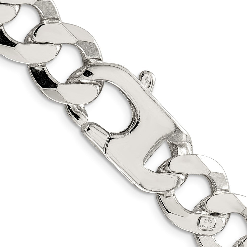 Sterling Silver 14mm Flat Curb Chain 22 Inches