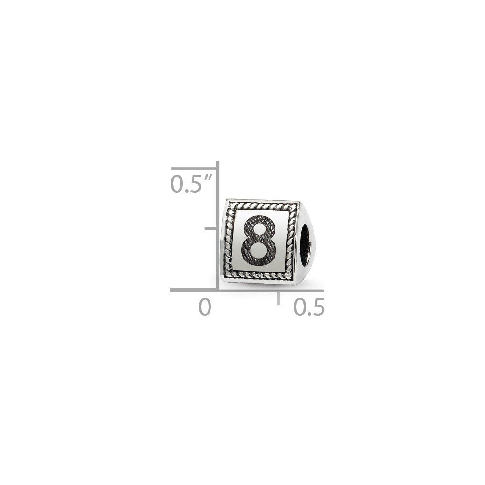 Finest Gold Sterling Silver Reflections Number 8 Triangle Block Bead