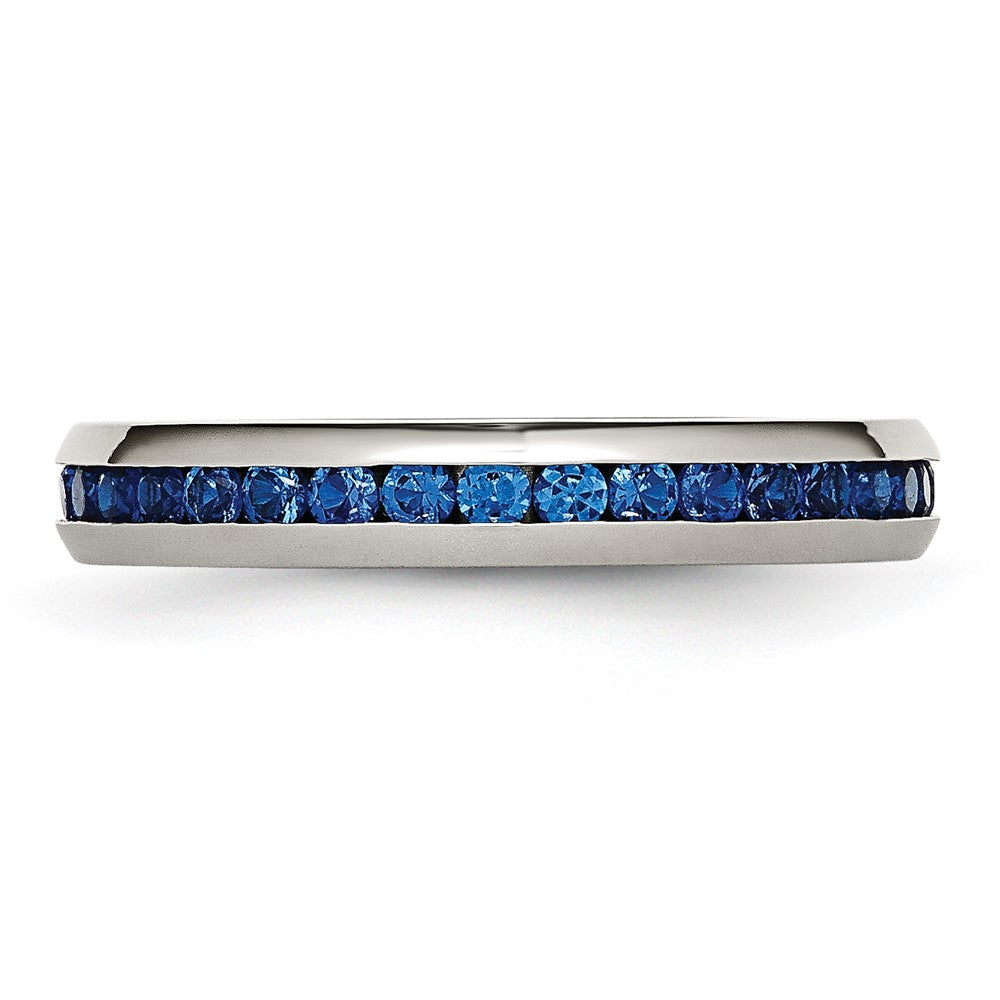 Stainless Steel Polished 4mm September Blue CZ Ring Size - 6