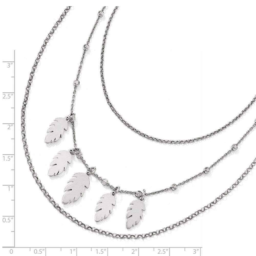 Sterling Silver Polished Leaf Multi-Strand with 2in ext. Necklace