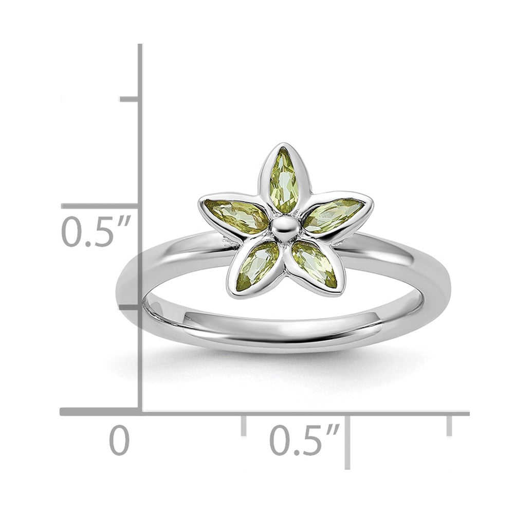Sterling Silver Stackable Expressions Peridot Flower Ring Size -6
