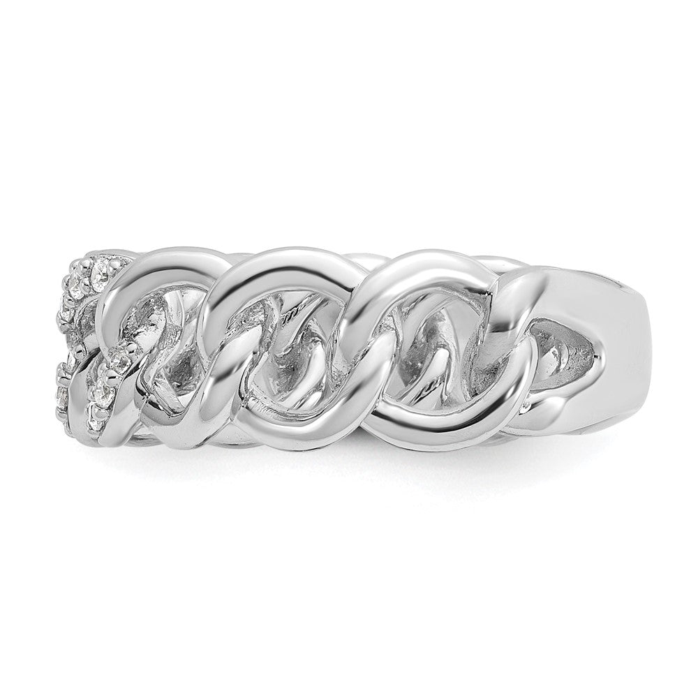 Sterling Shimmer Sterling Silver Rhodium-plated CZ 30 Stone Size 6 Link Circles Ring