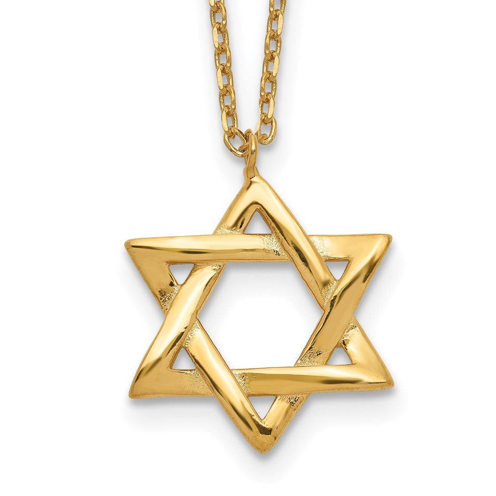 Sterling Silver Gold-tone Star of David 16.5 inch Necklace with 1 inch extension 16.5 Inches