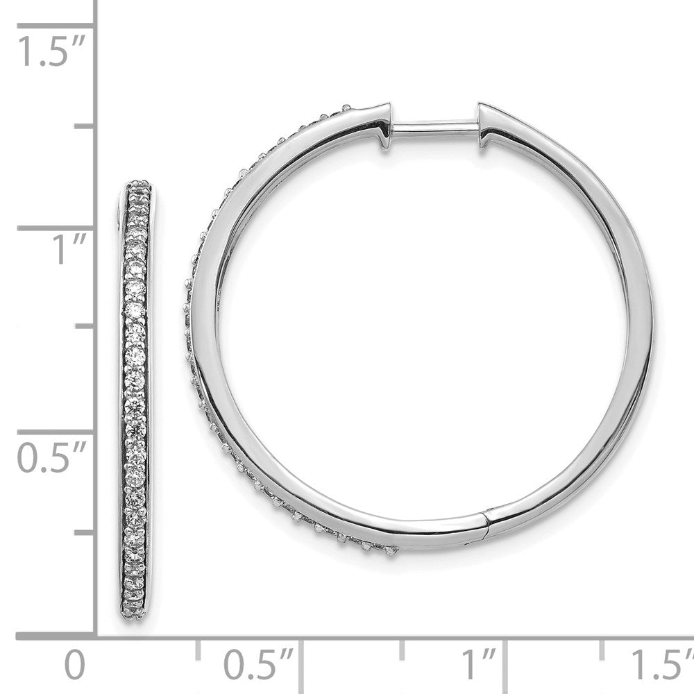 14k White Gold Diamond Hinged Hoop Earrings
