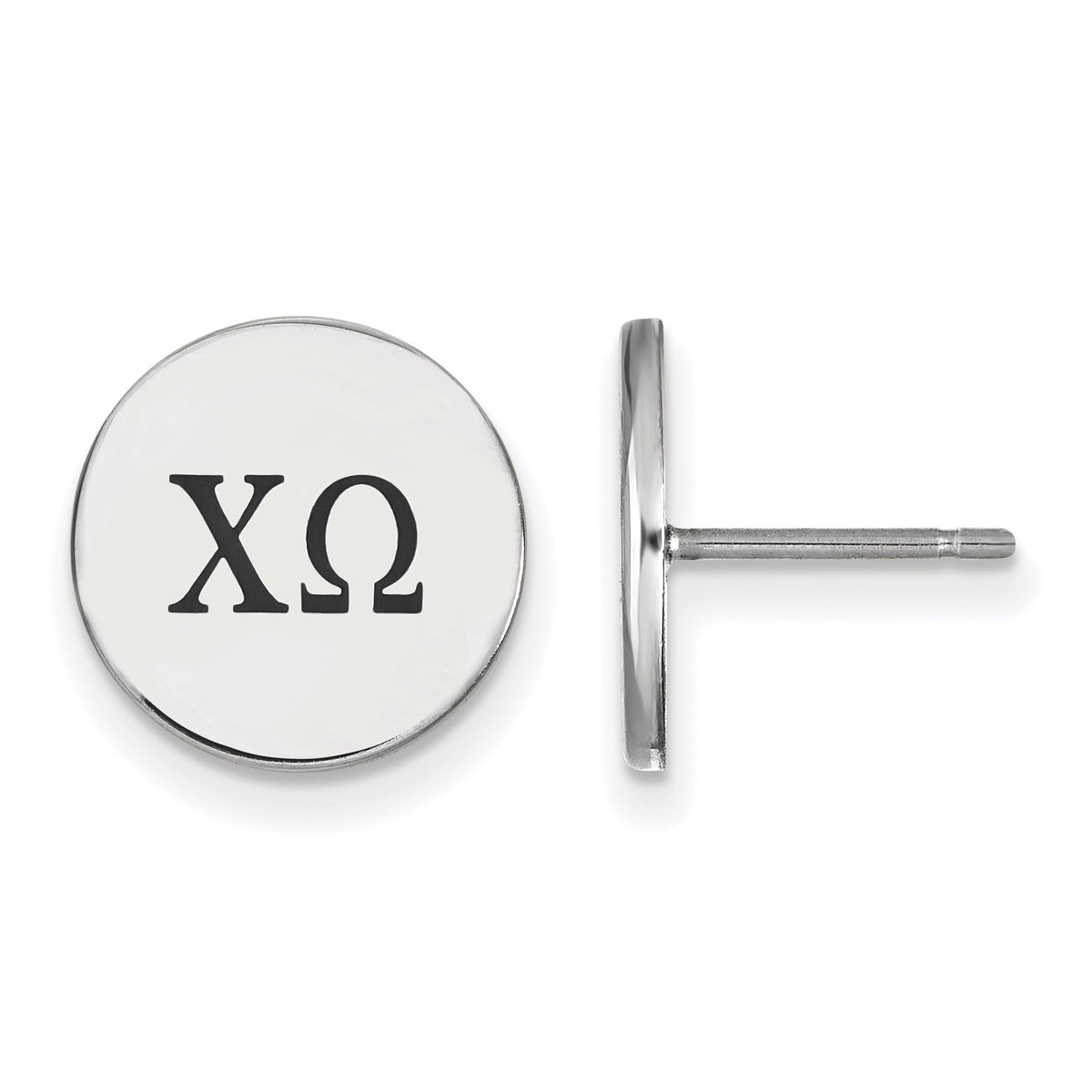 Sterling Silver Official Licensed Greek Sororities Chi Omega (??) Enameled Post Earrings