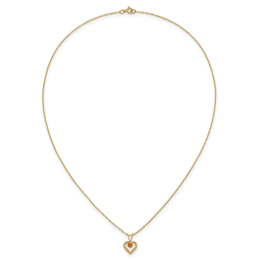 14k Madi K 3mm Citrine Heart Birthstone Necklace