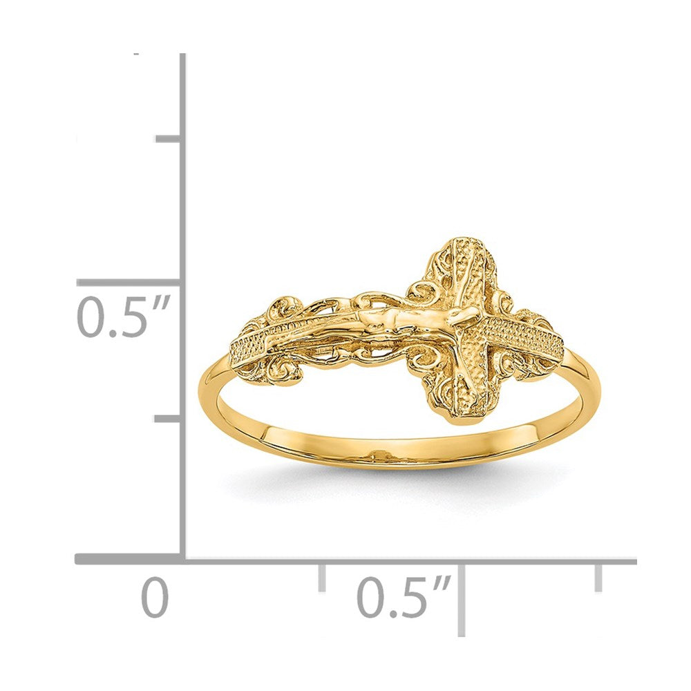 14k Diamond-Cut Crucifix Ring Size 6
