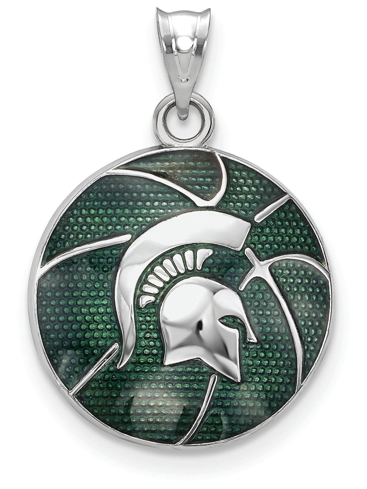 Logoart Sterling Silver Michigan State University Enameled Basketball Pendant Female Adult