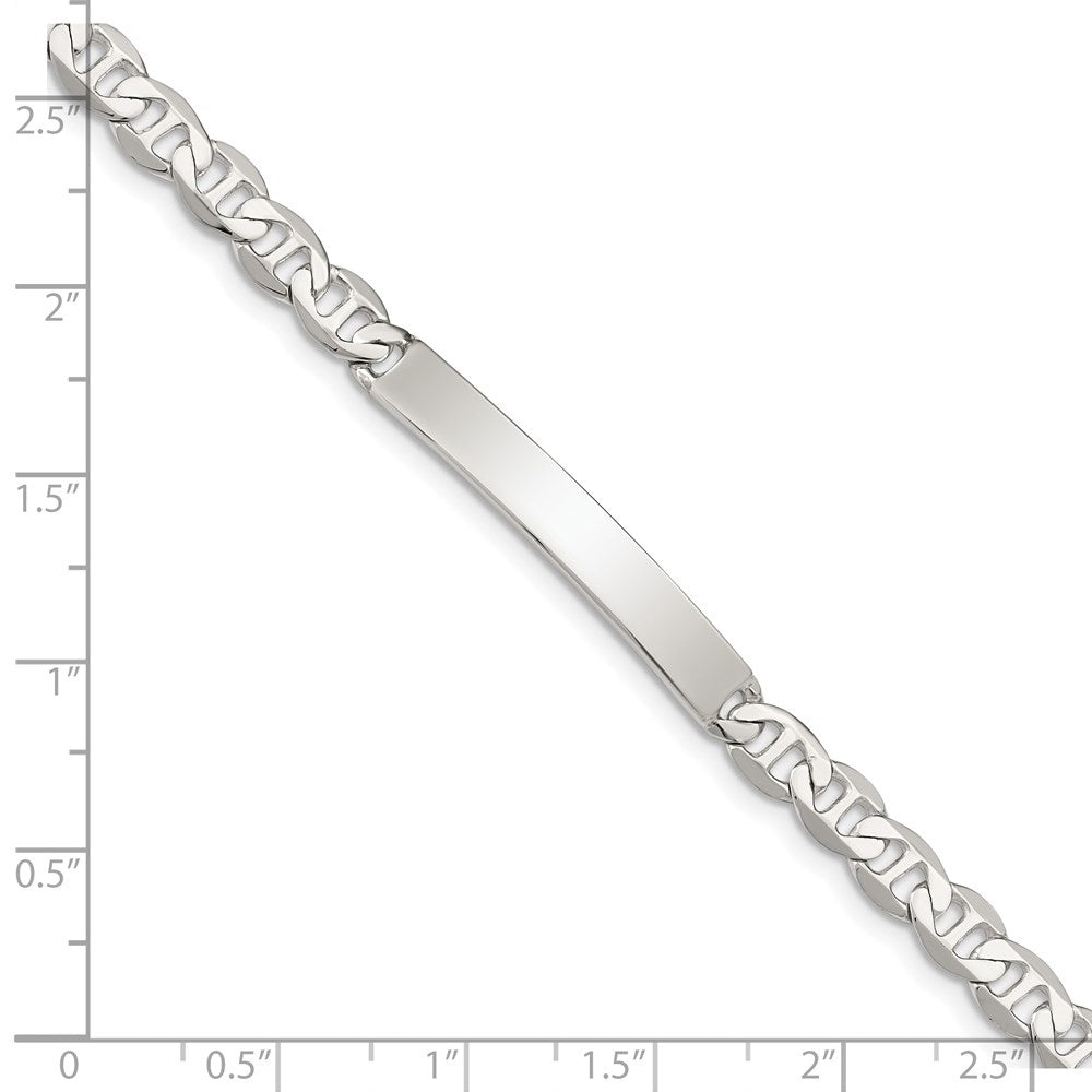Sterling Silver Polished Engraveable Anchor Link ID Bracelet 7 inches
