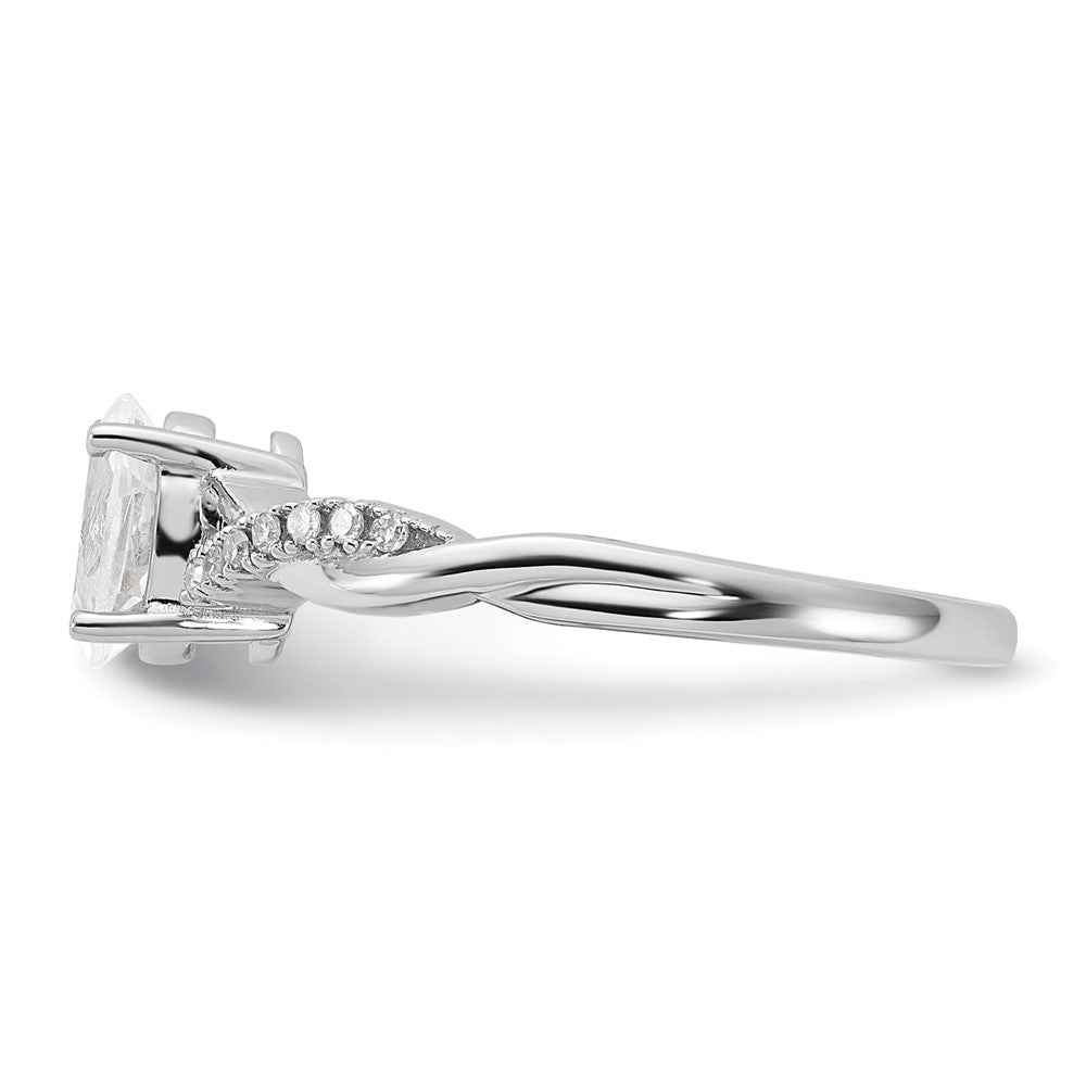 10k White Gold Polished Oval Cr. White Sapphire & Diamond Twisted Ring