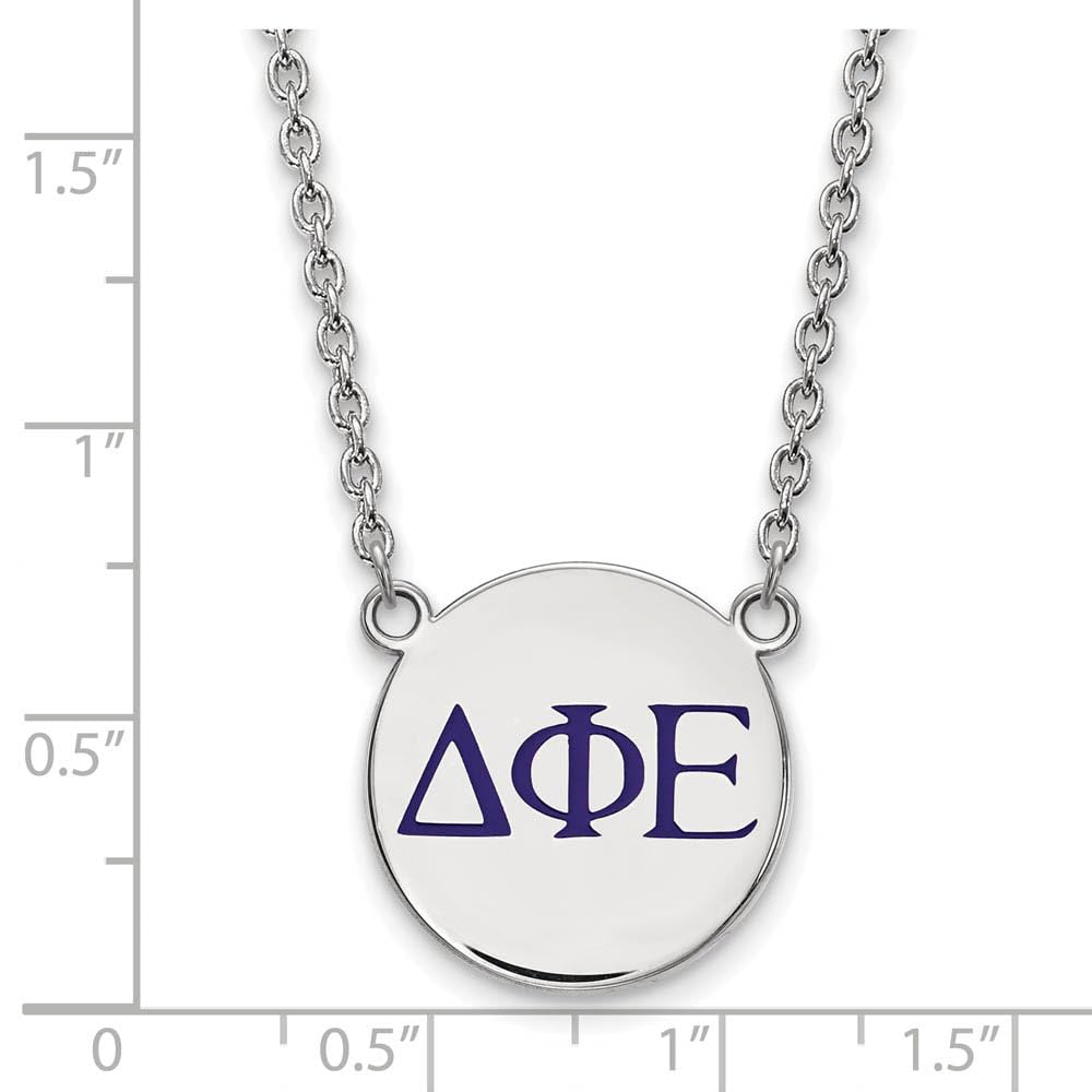 Sterling Silver 18in Official Licensed Greek Sororities Delta Phi Epsilon (???) Small Enamel Pendant w/Necklace
