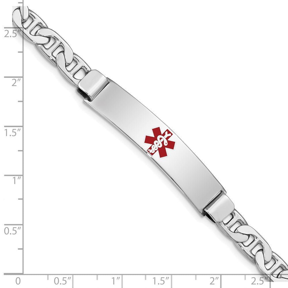 Sterling Silver Rhodium-plated Medical ID Anchor Link Bracelet 7 inches
