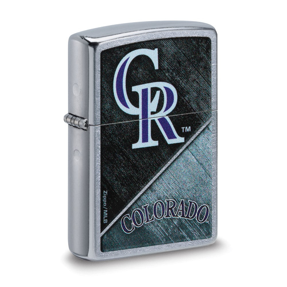 Zippo Street Chrome Colorado Rockies Color Image MLB Lighter