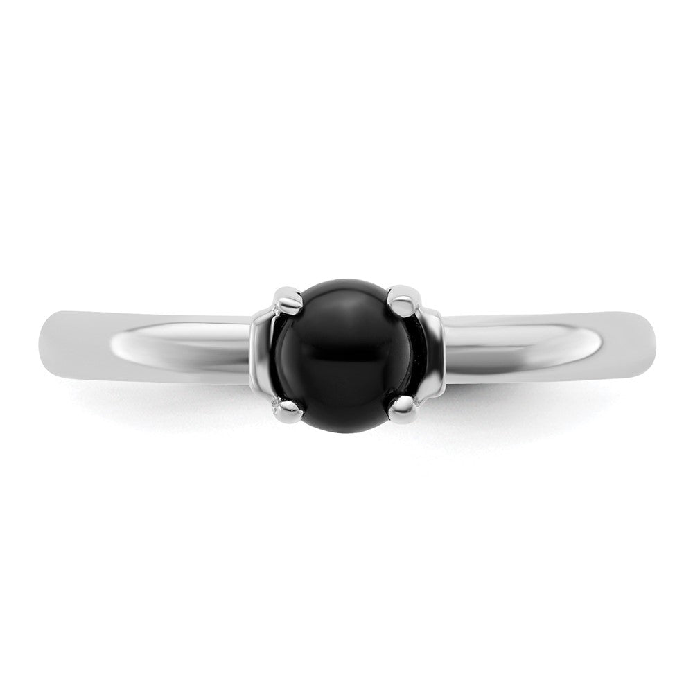 Sterling Silver Stackable Expressions Polished Black Agate Ring Size -6