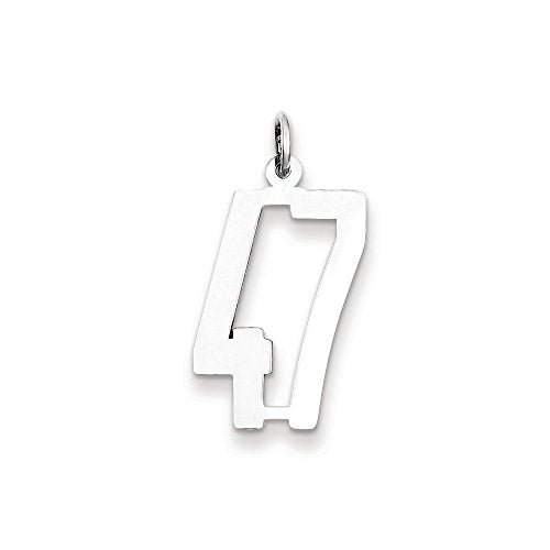 Sterling Silver/Rhodium-plated Elongated Number 47 Charm