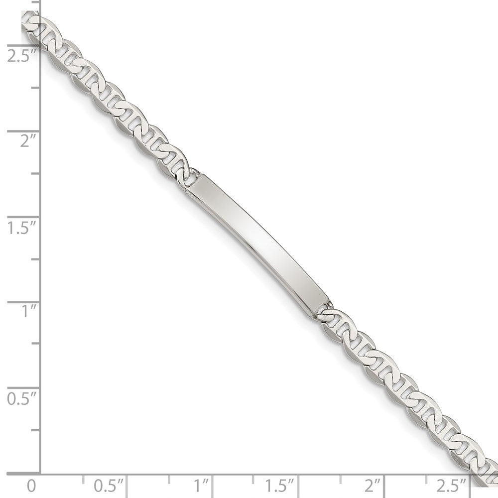 Sterling Silver Polished Engraveable Anchor Link ID Bracelet 7 inches