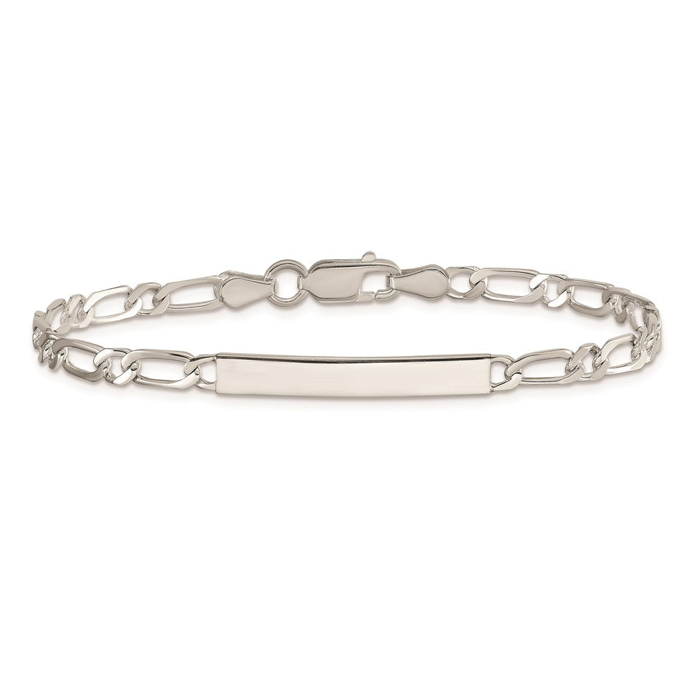 Sterling Silver 7inch Polished Engraveable 1 Figaro Link ID Bracelet 7 inches
