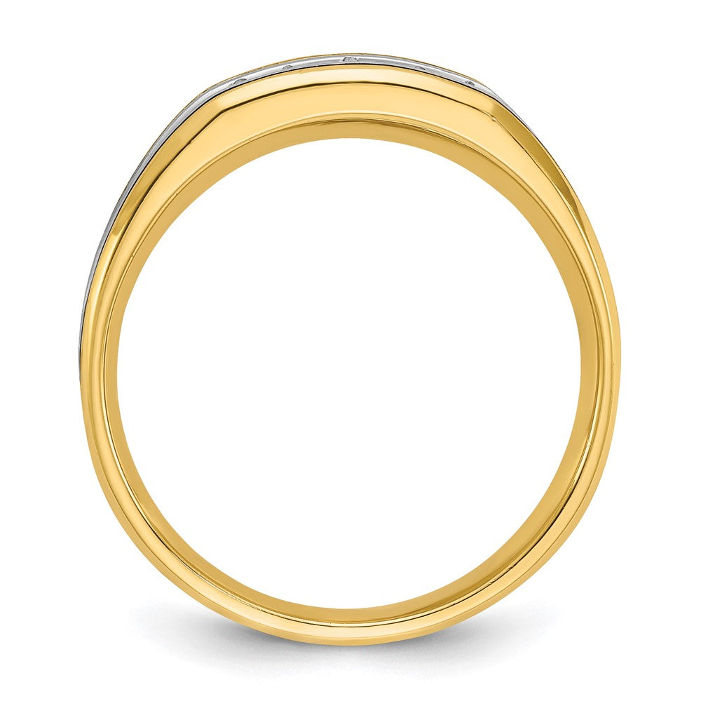IBGoodman 14k Two-tone Men's Polished Satin and Grooved 5-Stone Ring Mounting