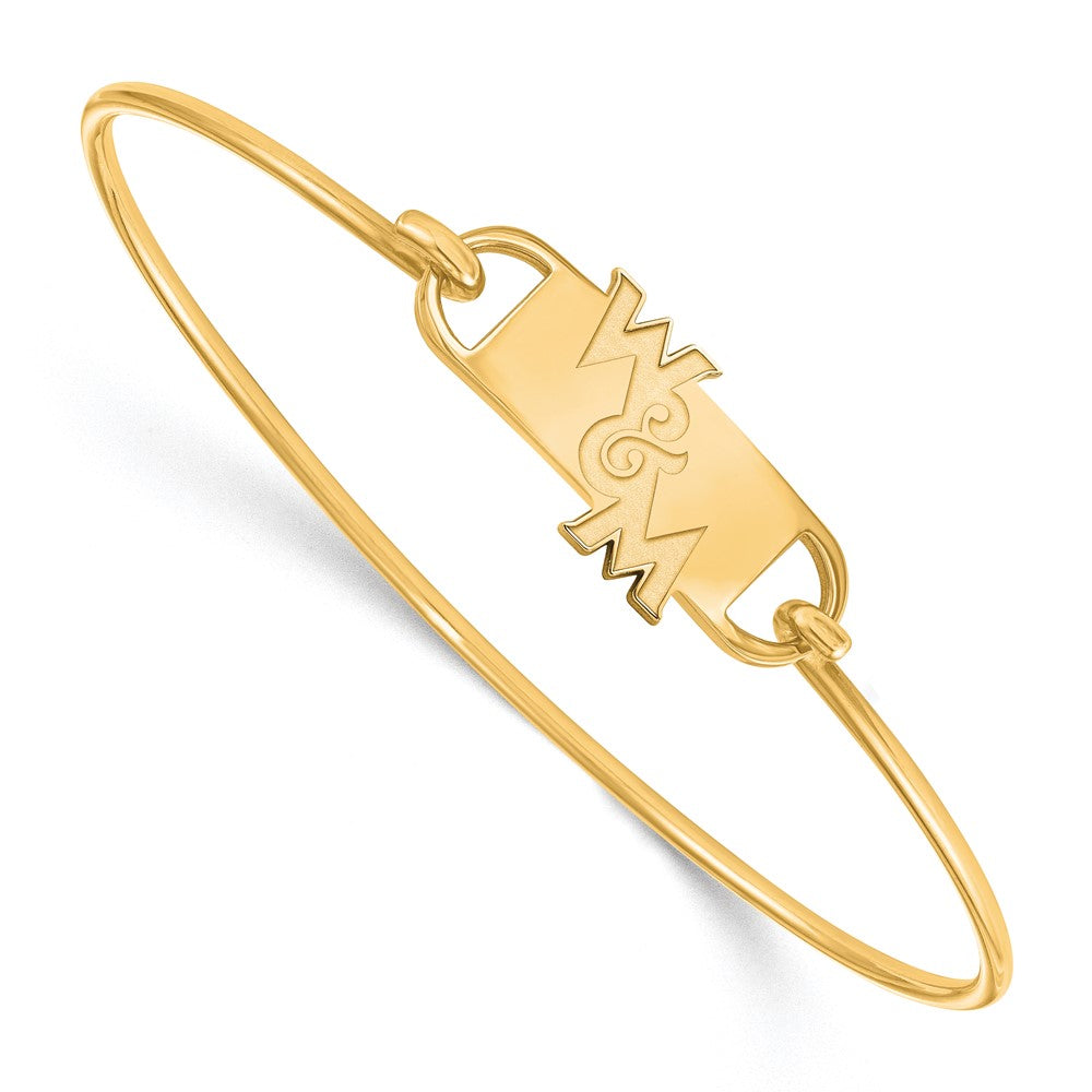 Sterling Silver Gold-plated LogoArt College of William and Mary Small Center 7 inch Wire Bangle