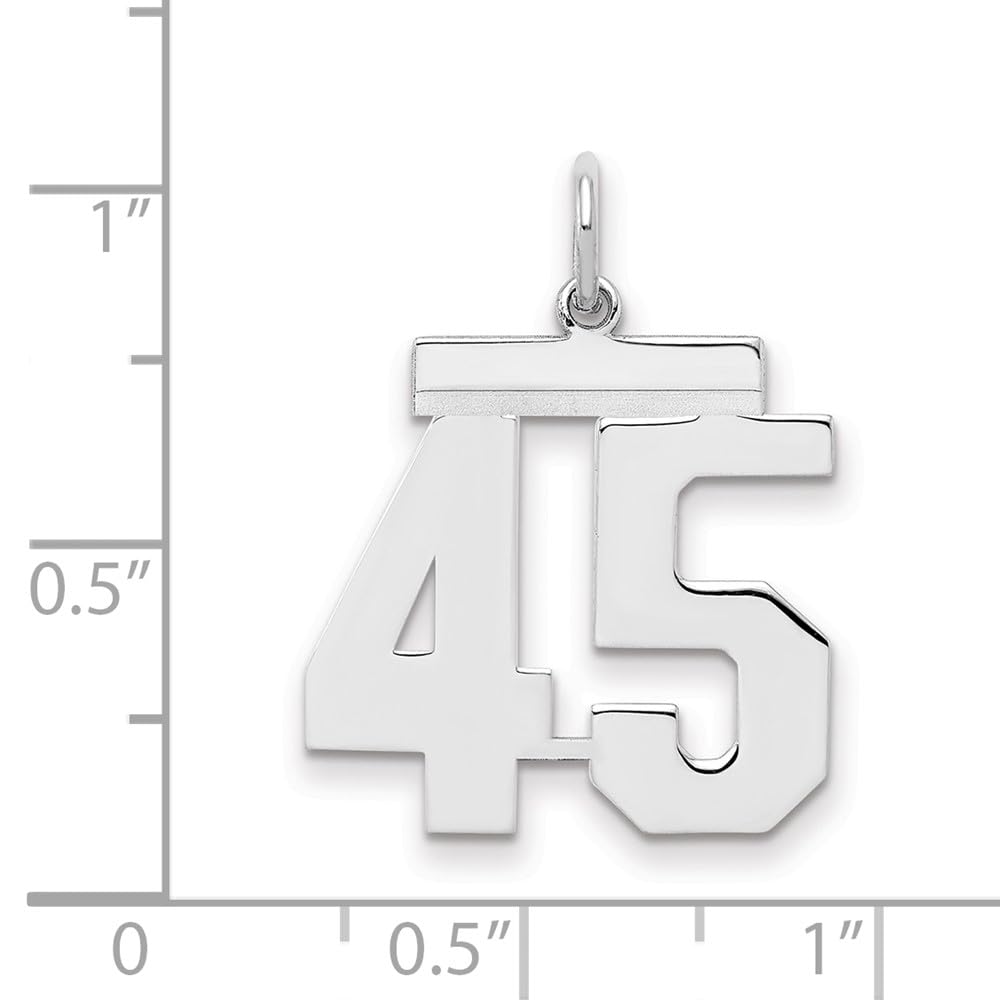 Sterling/Silver Rhodium-plated Polished Number 45 Charm Q-QMS45