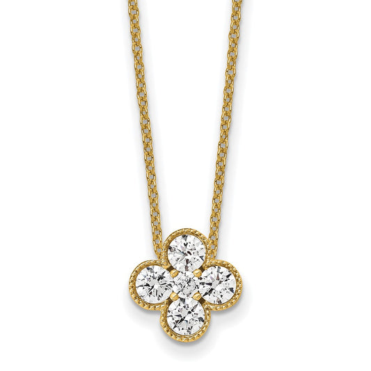 True Origin 14k 3/4 carat Lab Grown Diamond VS DEF 18 inch Bloom Floral Pendant Necklace