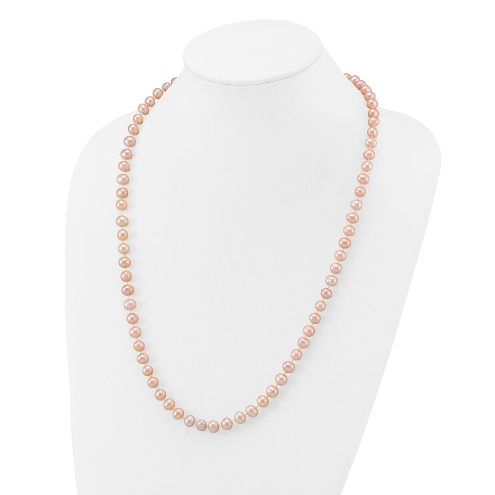 14k 7-8mm Pink Near-Round Freshwater Cultured Pearl 24 inch Necklace