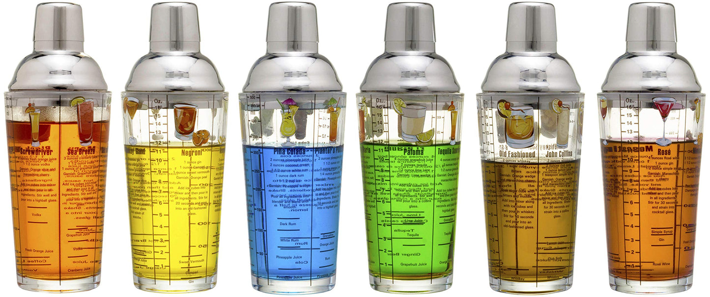 16 ounce Rum Recipes Printed Glass Cocktail Shaker Q-GM22647