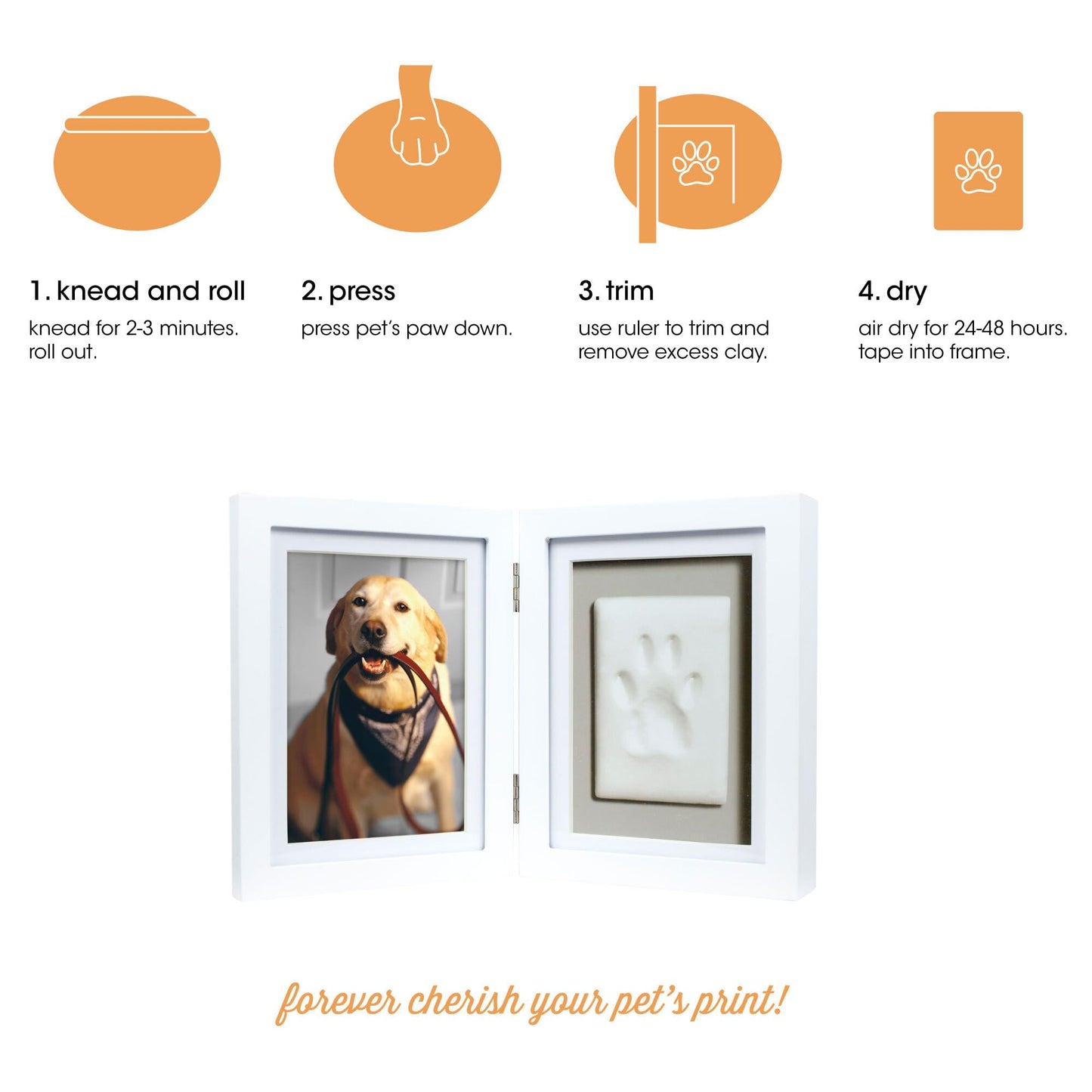 Pawprints Hinged White Wood 4x6 Photo Frame with Clay Tools and Instructions QGM20966