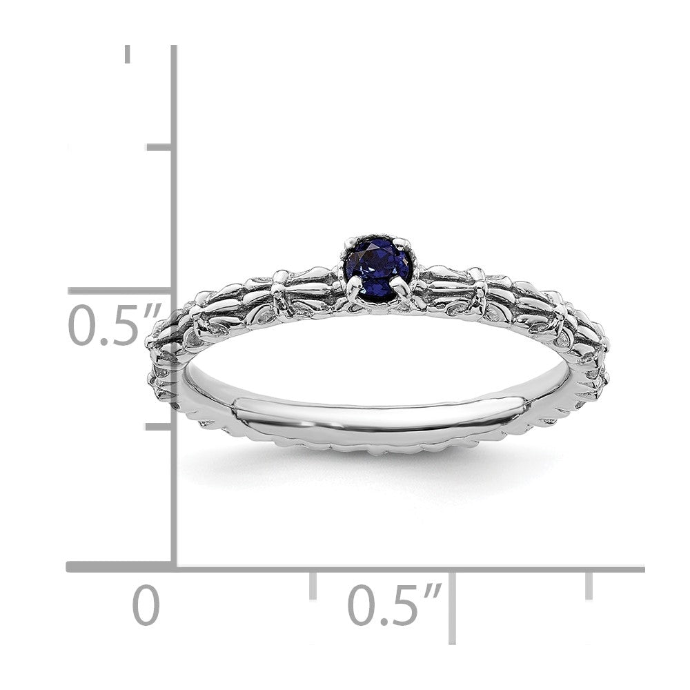 Sterling Silver Stackable Expressions Created Sapphire Single Stone Ring Size -7