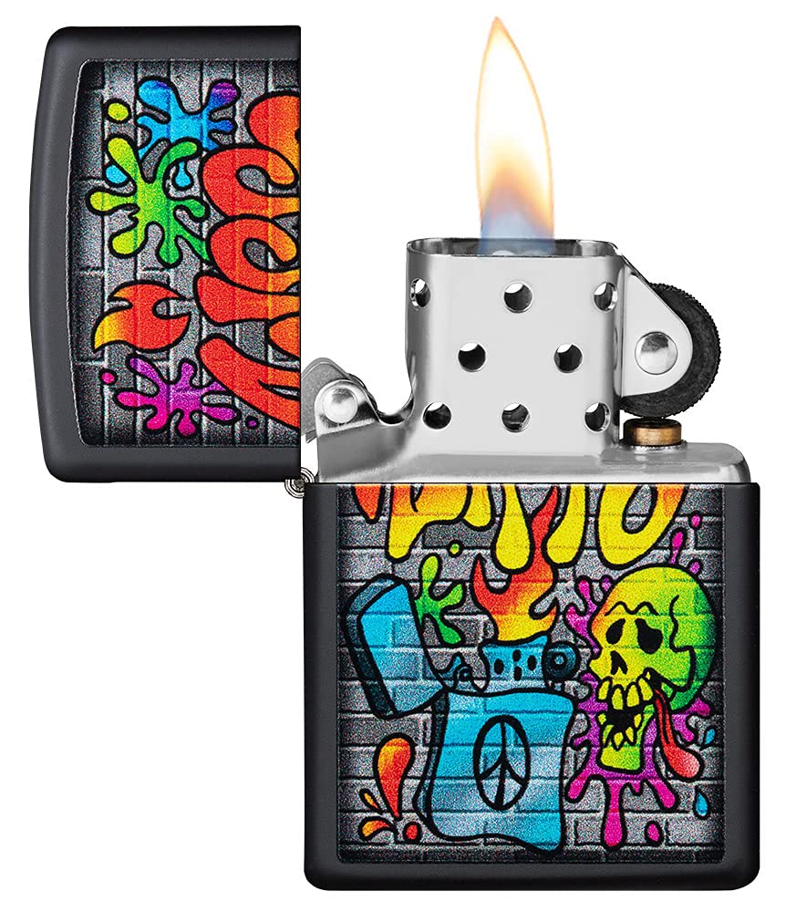Zippo Street Art Design Black Matte Pocket Lighter