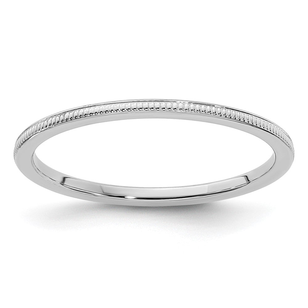 10K White Gold 1.2mm Milgrain Stackable Band Size 6