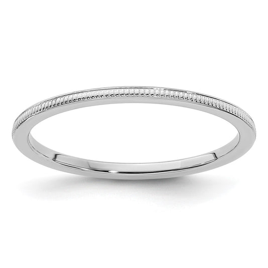 10K White Gold 1.2mm Milgrain Stackable Band Size 6