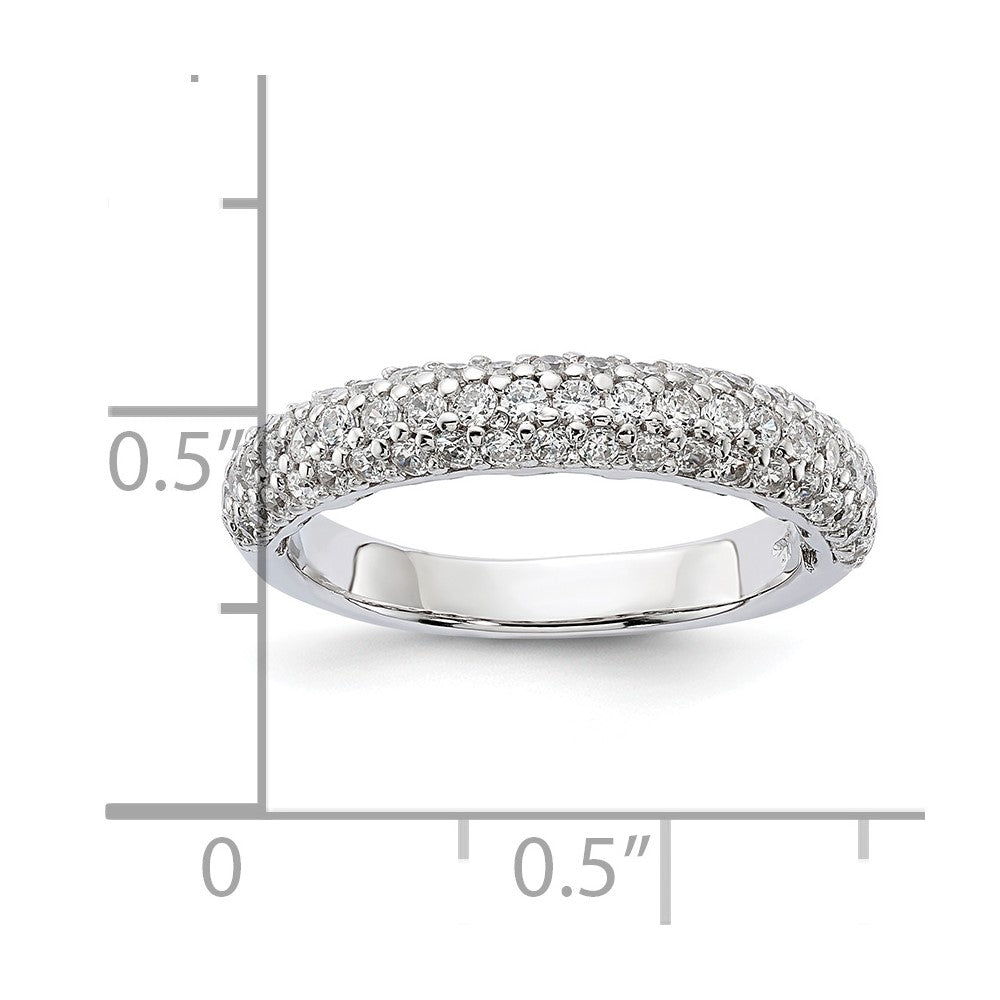 Sterling Silver Pav‚ Rhodium-plated 61 Stone CZ Ring