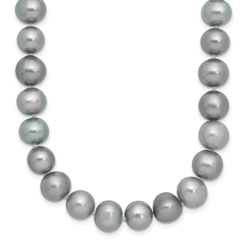 Sterling Silver Rhodium-plated 8-9mm Grey Near-Round Freshwater Cultured Pearl 20 inch Necklace 20 Inches