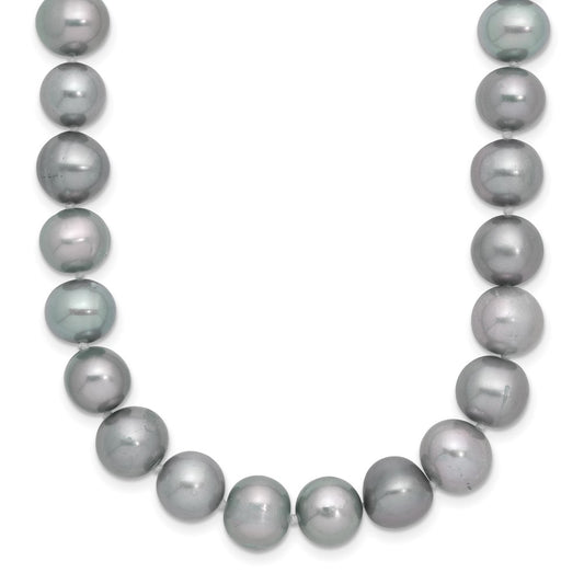 Sterling Silver Rhodium-plated 8-9mm Grey Near-Round Freshwater Cultured Pearl 20 inch Necklace 20 Inches