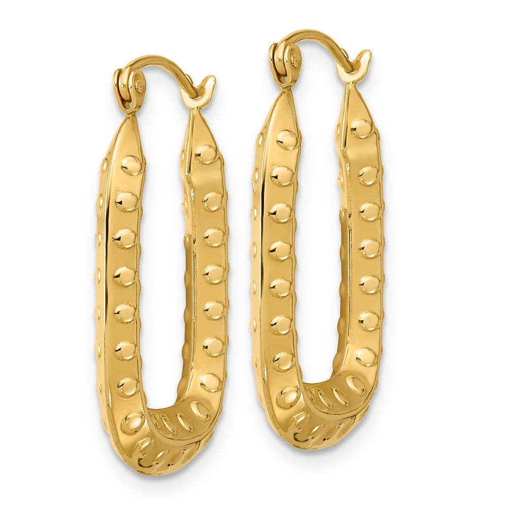 10k Polished and Textured Rectangle  Hoop Earrings