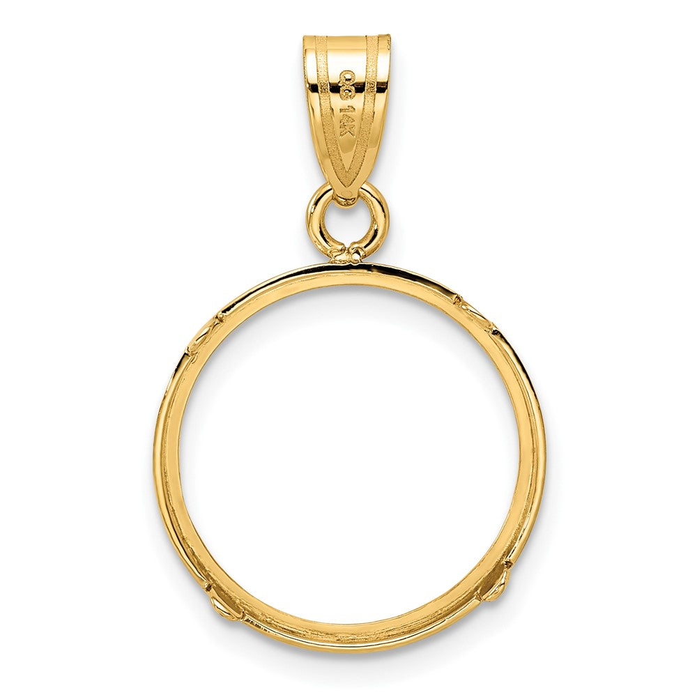 Wideband Distinguished Coin Jewelry 14k Polished 16.0mm Prong Coin Bezel Pendant