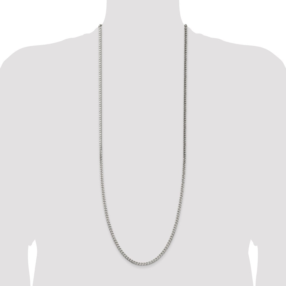Sterling Silver Polished 3.5mm Curb Chain 36 Inches