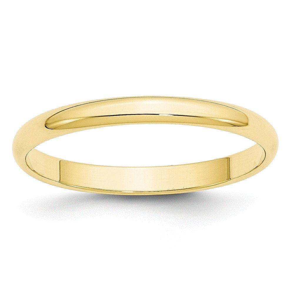 10k Yellow Gold 2.5mm Lightweight Half Round Wedding Band Size 5.5