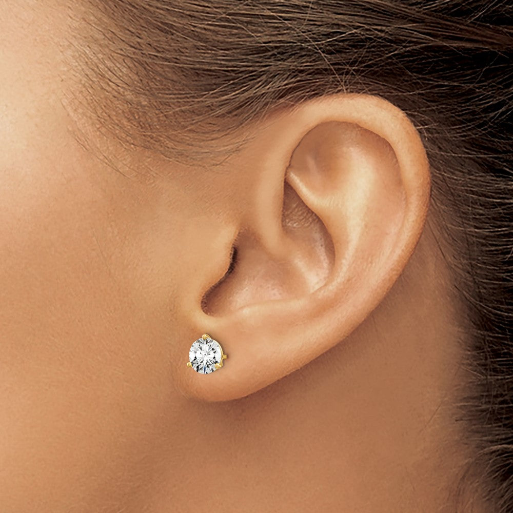 14k Yellow Gold 1 1/2 ctw Certified Lab Grown Diamond VS/SI+ G+ Round 3 Prong Heavy Wt. Stud Earrings