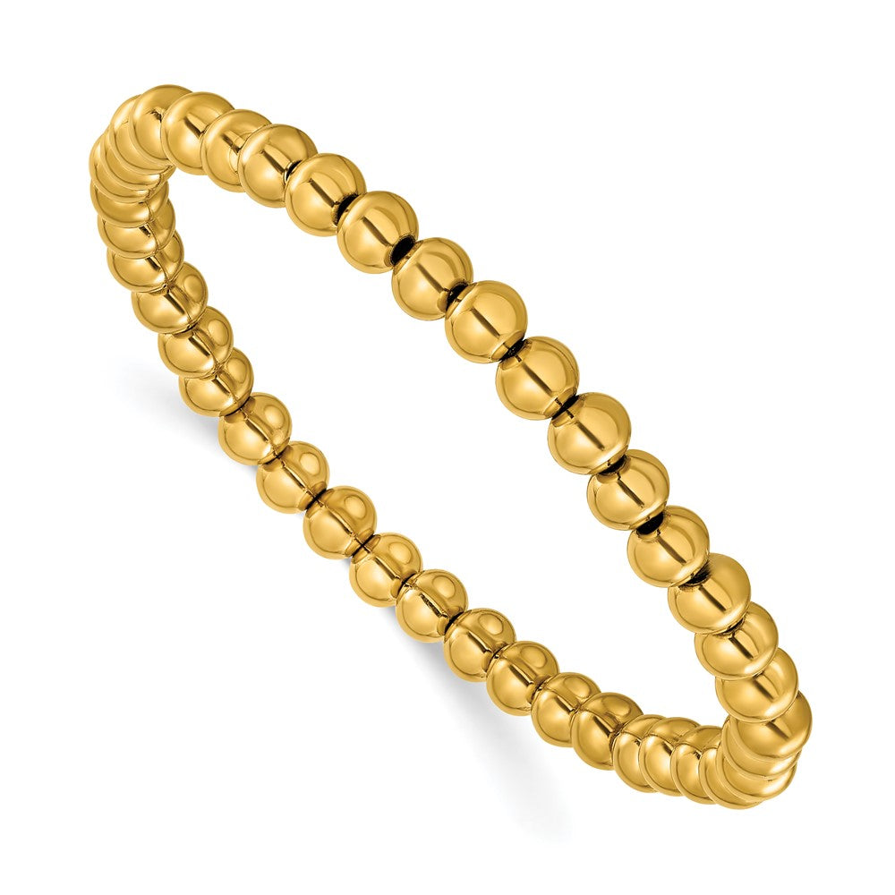Chisel Stainless Steel Polished Yellow IP-plated 6mm Beaded 7.75 inch Stretch Bracelet 7.25 inches
