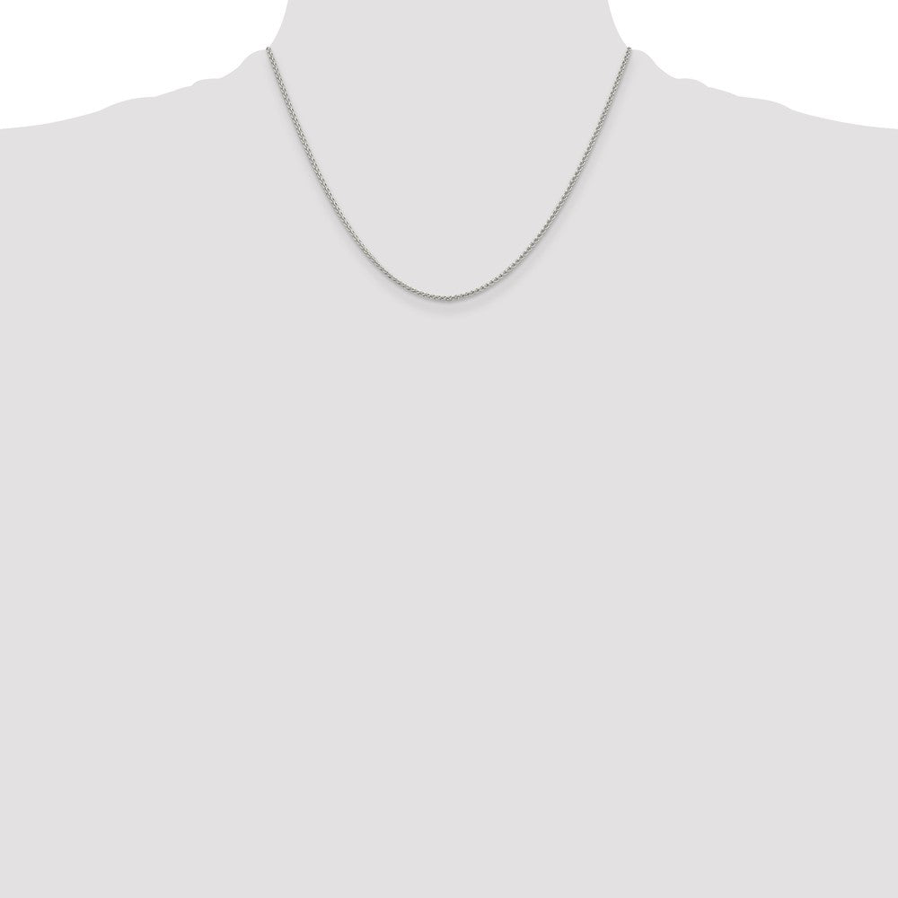 Sterling Silver Rhodium-plated 1.5mm Round Spiga Chain 18 Inches