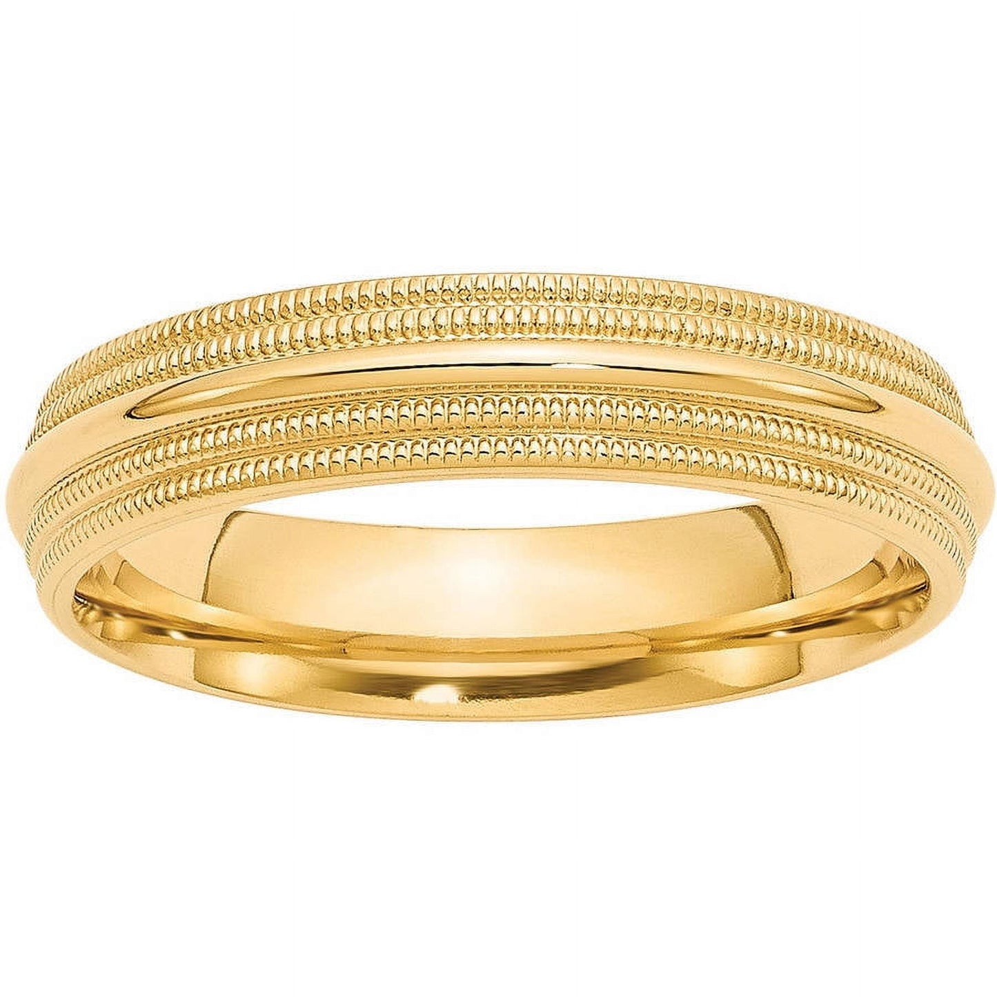 14k Yellow Gold 5mm Double Milgrain Comfort Fit Wedding Band Size 6.5