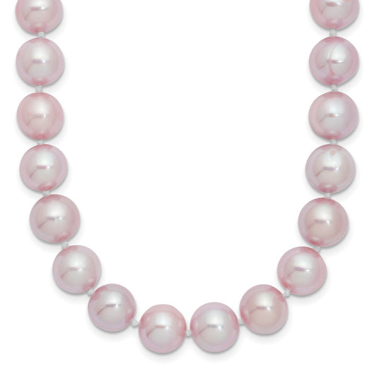 Sterling Silver Rhodium-plated 9-10mm Purple Near-Round Freshwater Cultured Pearl 18 inch Necklace 18 Inches